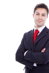 Portrait of a young business man isolated on white background