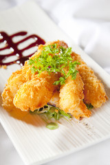 Japanese style Panko battered prawns