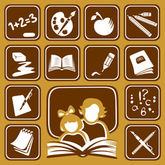 school icons set
