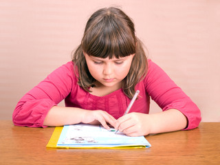 portrait of writing girl