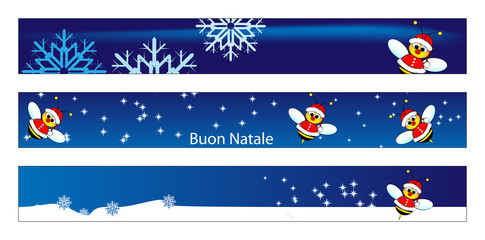 Christmas web banner with a bee Santa Claus