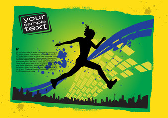 jumping woman grunge vector
