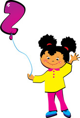 Friendly girl with balloon in the shape of the letter 