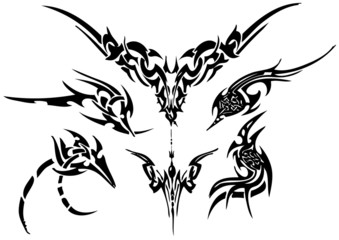 vector illustration tattoo design set