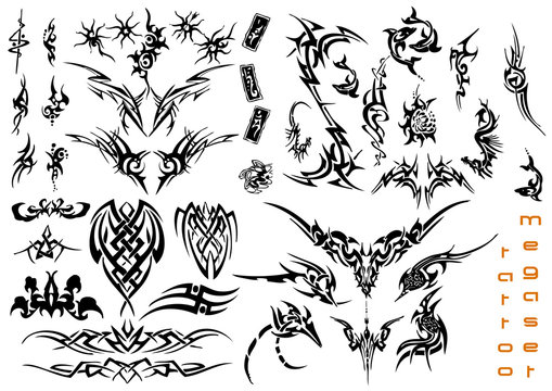 Naklejki vector illustration tattoo design mega set