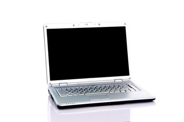 Fototapeta premium Modern laptop isolated on white table..