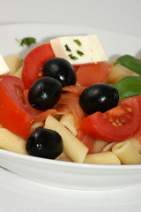 mediterranean pasta with organic olive and tomato