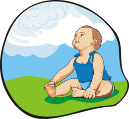 baby look up the magic clouds