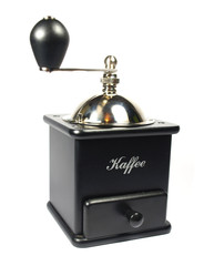 Vintage coffee grinder isolated on white