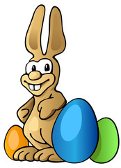 Cartoon Osterhase mit Eiern