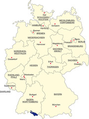 Bundesrepublik Deutschland, Landesgrenzen, Hauptstädte