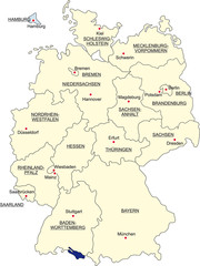 Karte Bundesrepublik Deutschland, Hamburg freigestellt