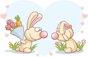 two rabbits on Valentine's Day
