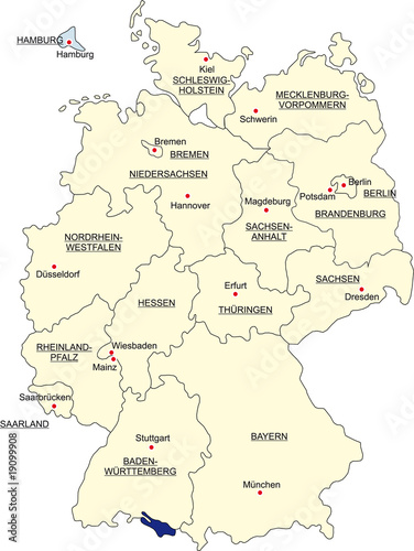 "Karte Bundesrepublik Deutschland, Hamburg freigestellt" Stockfotos und