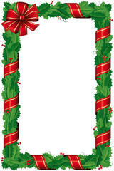 Guirlande de houx entourée de ruban rouge