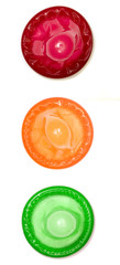 A stock photograph of a colour condom.