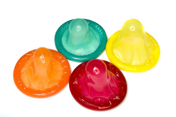 A stock photograph of a colour condom.