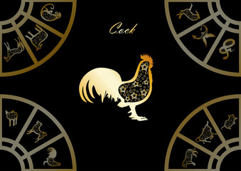 Golden chinese horoscope. Cock