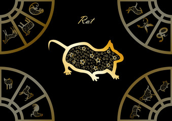 Golden chinese horoscope. Rat