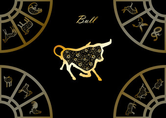 Golden chinese horoscope. Bull
