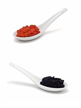 Caviar rojo y negro.