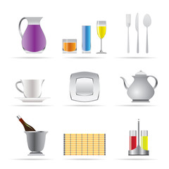 restaurant, cafe, bar and night club icons - vector icon set
