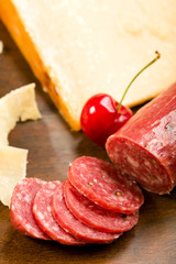 Parmesan shortbread biscuits and salami