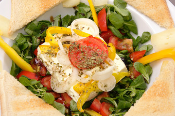 baked feta cheese on lambs lettuce