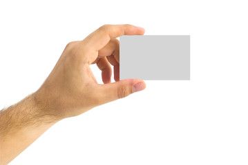 Fototapeta premium empty business card in a human hand