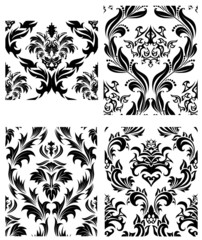 damask seamless patterns set