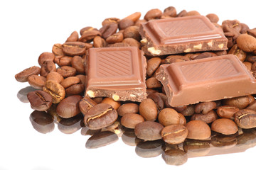 Coffee beans  and  Chocolate