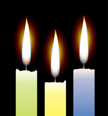 vector candles on black background