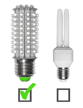 Led and neon bulbs with checkboxes.