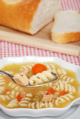 spoonful of chicken pasta soup