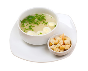 soup with egg ,zwieback