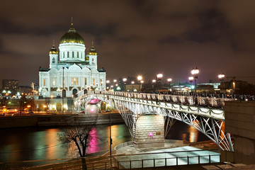 Night Moscow. Kind on Temple Christ Savior and Patriarchal bridg
