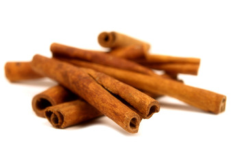cinnamon on white background