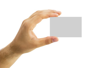 Obraz premium empty business card in a human hand