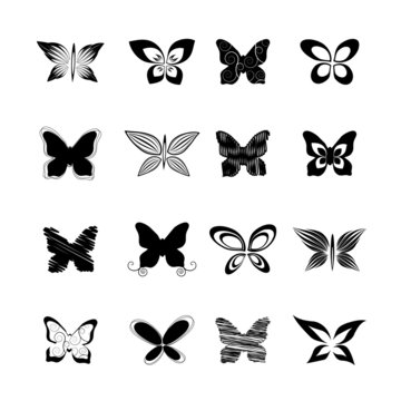 butterfly set, vector illustration
