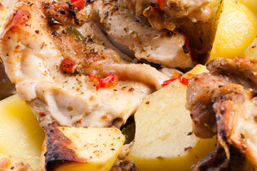 Potato with a hen.