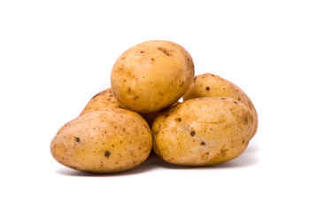 Potatoes on studio white