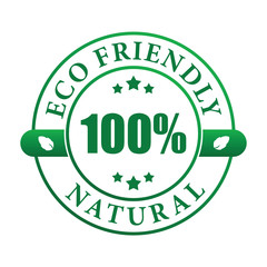 100% eco friendly sticker (vector)