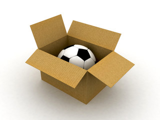 3d cardboard box with ball