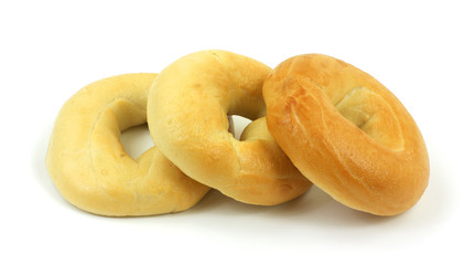 Freshly baked plain bagels