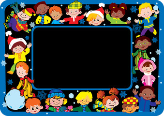 Children of different nationalities play together at Christmas.