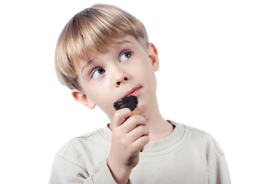 boy with ice-cream isolated