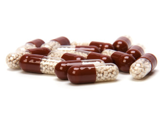Capsules isolated on white background