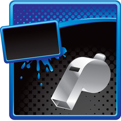 whistle blue and black halftone grungy ad