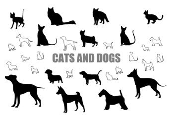 cats and dogs Silhouettes