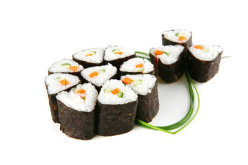 sushi rolss with green stems